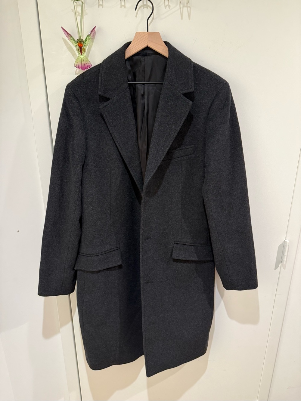 J. Crew Men's Black Pea Coat - Classic Single-Breasted Wool
